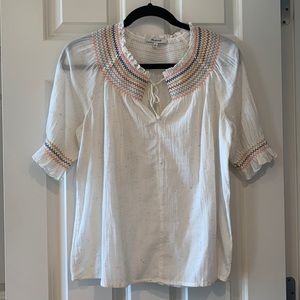 Madewell Rainbow Smocked Peasant Top - Size Small
